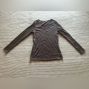 WoolX Layla Long Sleeve Top - Brown-Gray Marl
